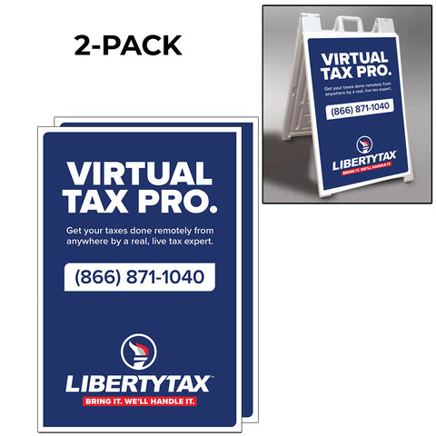 Virtual Tax Prep - custom phone Blue- A-frame sign panels