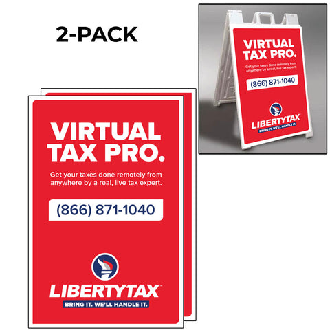Virtual Tax Prep - custom phone Red - A-frame sign panels