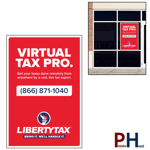Virtual Tax Pro - custom phone Red - Cling / Window Banner