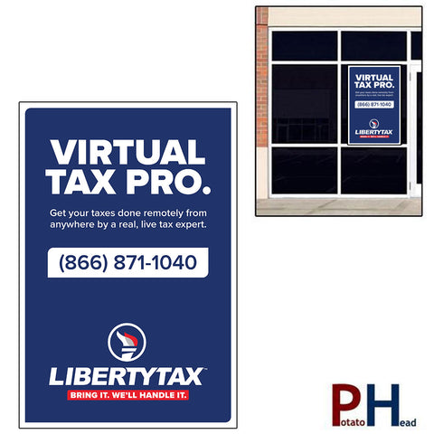 Virtual Tax Pro - custom phone Blue- Cling / Window Banner